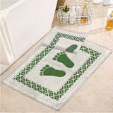 Soffy Krem & Yeşil 2 Adet 50 x 70 cm Banyo Paspası Doğal Pamuk Ayak Paspası Ayak Havlusu - Krem Rengi - Yeşil
