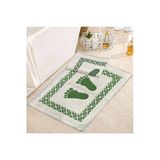 Soffy Krem & Yeşil 2 Adet 50X70 Cm Banyo Paspası %100 Doğal Pamuk Ayak Paspası Ayak Havlusu