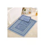 Soffy Mavi & Mavi 2 Adet 50X70 Cm Banyo Paspası %100 Doğal Pamuk Ayak Paspası Ayak Havlusu