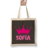 Sofia-Name Personalized Custom - Vintage Retro Rainbow Style Design Gift Baby-Gift For Her Bez Çanta Uzun Saplı - Açık Bej - 40 X 40