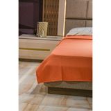 Sofline %100 Pamuk Çift Kişilik Yazlık Örgü Pike, Yatak Örtüsü, Terletmez Kumaş 240x200cm Pudra - Turuncu