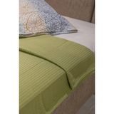 Sofline %100 Pamuk Çift Kişilik Yazlık Örgü Pike, Yatak Örtüsü, Terletmez Kumaş 240x200cm Pudra - Yeşil
