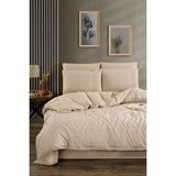 Sofline Bella Gold Esse Pamuklu Çift Kişilik Nevresim Takımı, Nevresim Takımı(Lastikli Çarşaf) - Bej - 200 x 220 cm