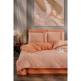 Sofline Bella Gold Esse Pamuklu Çift Kişilik Nevresim Takımı, Nevresim Takımı(Lastikli Çarşaf) - Turuncu - 200 x 220 cm