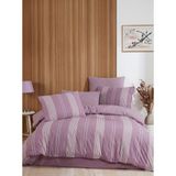 Sofline Bella Gold Natural Pamuklu Çift Kişilik Nevresim Takımı, Lastikli Çarşaflı Nevresim Takımı - Mor - 200 x 220 cm