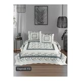 Sofline Çift Kişilik Kapitone Yatak Örtüsü, Klasik Desenli Model - Yaprak Gri (250 X 260Cm)