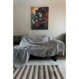 Sofline Kadife Şönil Koltuk Örtüsü, Kaymaz Kanepe Örtüsü, Koltuk Şalı (180 x 220cm) - 180 x 220 cm - Gri