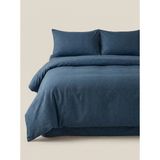 Sofline Pamuklu Çift Kişilik Nevresim Takımı, Sade Renk Nevresim Takımı ( Lastikli Çarşaf) - Mavi - 200 x 230 cm