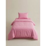 Sofline Pamuklu Tek Kişilik Nevresim Takımı, Sade Renk Nevresim Takımı ( Lastikli Çarşaf) - Pembe - 160 x 235 cm