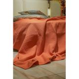 Sofline Premium%100 Pamuk Çift Kişilik Yazlık Pike, Yatak Örtüsü,terletmez Kumaş(TURUNCU RENK)(240X200CM)