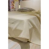 Sofline Premium%100 Pamuk Tek Kişilik Yazlık Pike, Yatak Örtüsü, Terletmez Kumaş(KREM RENK) (160x240cm)