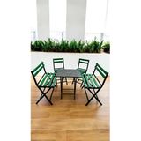 Sofmina 2-2-1-1 Balkon Bahçe Mutfak Bistro Set Katlanır Masa-Sandalye 6 Kişilik Yeşil