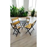 Sofmina 2-2-1-1 Balkon Bahçe Mutfak Bistro Set Katlanır Masa-sandalye 6 kişilik