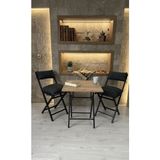 Sofmina Balkon Bahçe Mutfak 3'lü Bistro Set Katlanır 2 Sandalye 1 Masa - Antrasit