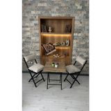 Sofmina Balkon Bahçe Mutfak 3'Lü Bistro Set Katlanır 2 Sandalye 1 Masa Gri