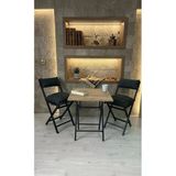 Sofmina Balkon Bahçe Mutfak 3'Lü Bistro Set Katlanır 2 Sandalye 1 Masa Siyah