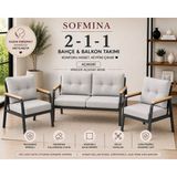 Sofmina Balkon ve Bahçe Takımı Cafe Oturma Grubu 2+1+1 Konforlu Lotus Serisi - Gri