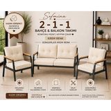 Sofmina Balkon ve Bahçe Takımı Cafe Oturma Grubu 2+1+1 Konforlu Lotus Serisi - Krem