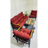 Sofmina Begonvil Balkon, Bahçe - Metal Kanepe Koltuk Takımı 3+1+1 + Sehpa Bordo