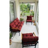 Sofmina Bordo Balkon, Bahçe, Cafe - Metal Kanepe Koltuk Takımı - 3+1+1