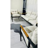 Sofmina Defne Balkon, Bahçe, Cafe - Metal Kanepe Koltuk Takımı - 3+1+1 Krem - Bej