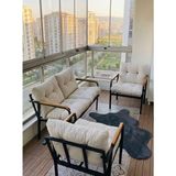Sofmina Gri Metal Bahçe Balkon Oturma Grubu - Loft Tarzı Koltuk- Cafe Oturma Grubu