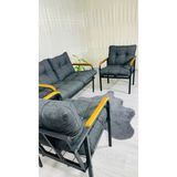 Sofmina Kalanşo Balkon, Bahçe,teras,cafe - Salon - Metal Kanepe Koltuk Takımı Çay Seti 2+1+1 Antrasit