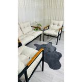 Sofmina Kalanşo Balkon, Bahçe,teras,cafe - Salon - Metal Kanepe Koltuk Takımı Çay Seti 2+1+1 Krem