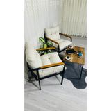 Sofmina Lale Balkon, Bahçe, Cafe Metal Kanepe Koltuk Takımı 2 Tekli + Sehpa Krem
