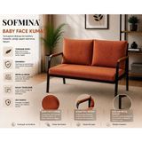 Sofmina Loft Ikili Koltuk Ahşap Kollu Metal Iskelet Fitilli Baby Face Kumaş Oturma Koltuğu