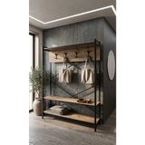 Sofmina Loft Metal Ayakkabılıklı Portmanto ve Askılık Konsept Hol Antre Mobilyası - Siyah