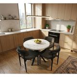 Sofmina Lüks Mermer Dokulu 4 Kişilik Yuvarlak Yemek Masası Takımı - Loft Tasarım - Mutfak Masası - Gri - Gri - 90X90