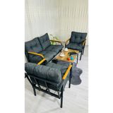 Sofmina Madame Home Kaktüs Balkon, Bahçe,teras,cafe - Salon - Metal Kanepe Koltuk Takımı - 2 1 1 Sehpa Antrasit
