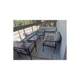 Sofmina Mars Gri Balkon, Bahçe, Cafe - Salon - Metal Kanepe Koltuk Takımı - 2+1+1 + Sehpa