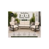Sofmina Vinta Krem Bahçe Mobilyası Seti 2+1+1 - Metal İskelet Balkon Bahçe Takımı Dış Mekan