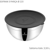 Sofram 3 Parça 22 cm Karıştırma ve Saklama Kabı - 3,5 lt - Siyah - Gümüş