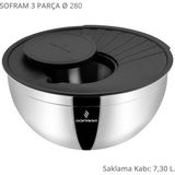 Sofram 3 Parça 28 cm Karıştırma ve Saklama Kabı - 7,3 lt - Siyah - Gümüş