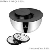 Sofram 5 Parça 22 cm Karıştırma ve Saklama Kabı - 3,5 lt - Siyah - Gümüş