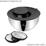 Sofram 5 Parça 24 cm Karıştırma ve Saklama Kabı - 4,6 lt - Siyah - Gümüş