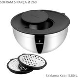 Sofram 5 Parça 26 cm Karıştırma ve Saklama Kabı - 5,80 lt - Siyah - Gümüş