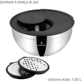 Sofram 5 Parça 28 cm Karıştırma ve Saklama Kabı - 7,3 lt - Siyah - Gümüş