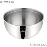 Sofram Çelik Derin Karıştırma Kabı Kase 26 cm 5,80 Litre - 5,8 lt
