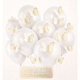 Soft 3D Kelebekli Balon Seti – 10 Balon + 20 Kelebek Doğum Günü Parti Seti Süsü - Beyaz