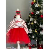 Soft and Baby Kız Çocuk Yeni Yıl Noel Baba Tüllü Yılbaşı Elbise Taç Hediyeli - 6 Ay - Kırmızı