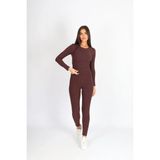 Soft & Basic Kadın Uzun Kollu Bisiklet Yaka Body Toparlayıcı Tayt Alt-Üst Tayt Takım - Kahverengi