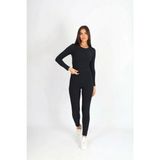 Soft & Basic Kadın Uzun Kollu Bisiklet Yaka Body Toparlayıcı Tayt Alt-Üst Tayt Takım - Siyah