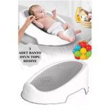 Soft Bebek Küveti – Silikon Fileli Bebek Besleme Yıkama Banyo Küveti Bebek Banyo Oturağı 5 Top