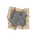 Soft Bordürlü Barok Çerçeveli Kazayağı Desenli Bej Renkli 90X90 Eşarp (İpek İçermez) Kenar Dikiş Şekli El Dikişli