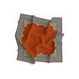 Soft Bordürlü Barok Çerçeveli Kazayağı Desenli Taba Renkli 90X90 Eşarp (İpek İçermez) Kenar Dikiş Şekli El Dikişli