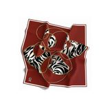 Soft Çember Ve Zebra Desenli Kırmızı Renkli 90X90 Eşarp (İpek İçermez) Kenar Dikiş Şekli El Dikişli